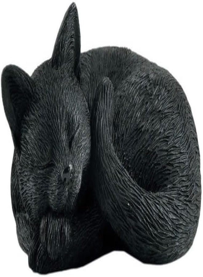 JFSM INC. 3" Sleeping Black Cat Curled Up Hand Painted Mini Figurine - Image 1